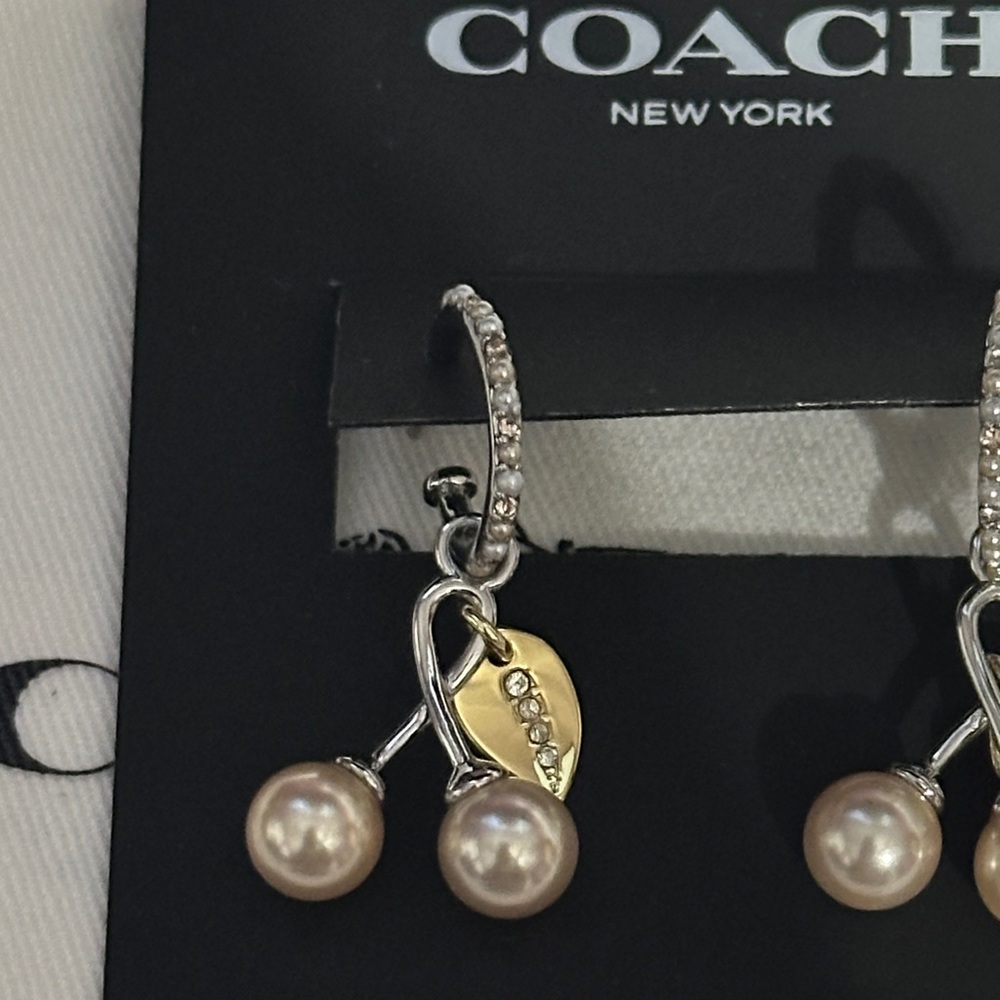 Coach Silver and Gold Cherry Drop Earrings - Picture 4 of 5